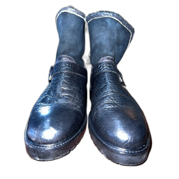 Ross & Snow Federico SP Black Moto Boots Shearling Lined Italian Leather 10.5 - Picture 10 of 10